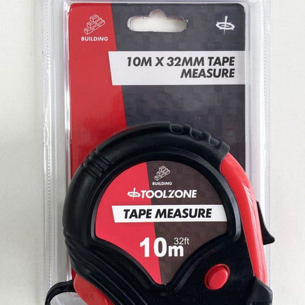Tape Measure 10m x 32mm Rubber Coated Metric And Imperial - Toolzone KDPMS125
