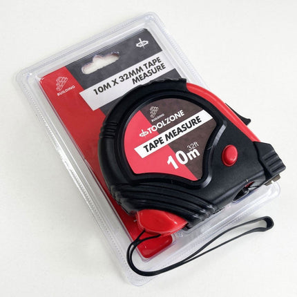Tape Measure 10m x 32mm Rubber Coated Metric And Imperial - Toolzone KDPMS125