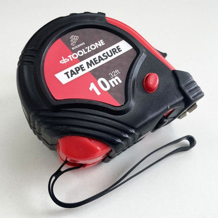Tape Measure 10m x 32mm Rubber Coated Metric And Imperial - Toolzone KDPMS125