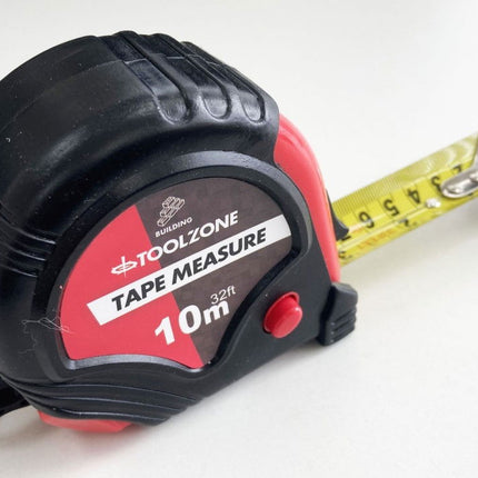Tape Measure 10m x 32mm Rubber Coated Metric And Imperial - Toolzone KDPMS125