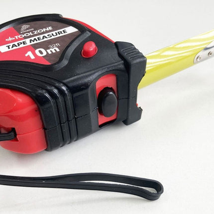 Tape Measure 10m x 32mm Rubber Coated Metric And Imperial - Toolzone KDPMS125