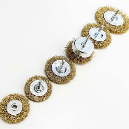 Rotary Wire Wheel And Cup Brush Set 6 Piece 38/50/63/75mm 6mm Shank - Toolzone KDPPA083