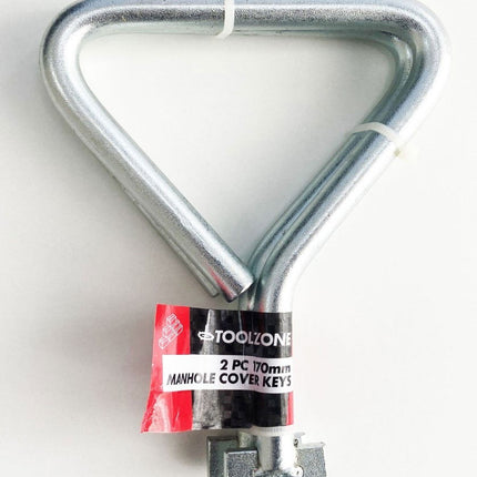 Manhole Cover Key 2 Piece 170mm T-end Zinc Plated Carbon Steel - Toolzone KDPPB016