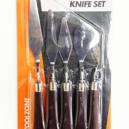 Painting Knife Set 5PC High Carbon Spring Steel Blades Sizes 1-5 - Toolzone KDPPK001