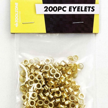 Eyelets 200PC Brass 4mm Inner Diameter 8mm Outer Diameter - Toolzone KDPPL231