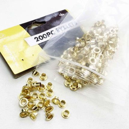 Eyelets 200PC Brass 4mm Inner Diameter 8mm Outer Diameter - Toolzone KDPPL231