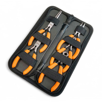 Mini Plier Set 5PC Double Dipped Handle Orange - Toolzone KDPPL299