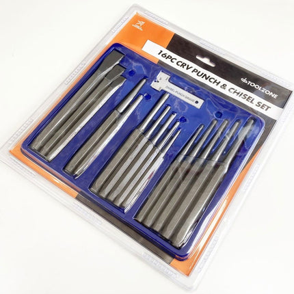 Punch And Chisel Set 16PC Crv 6150 Tempered - Toolzone KDPPN004