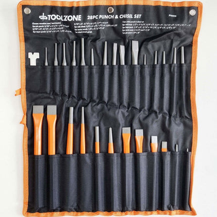 Punch And Chisel Set 28PC Jumbo Crv Vinyl Pouch - Toolzone KDPPN006