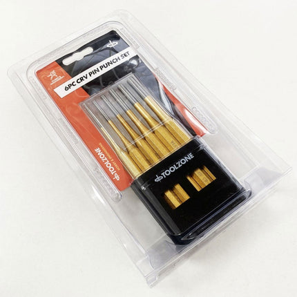 PIN PUNCH SET 6PC 3mm, 4mm, 5mm, 6mm, 7mm, 8mm CHROME VANADIUM - TOOLZONE KDPPN101