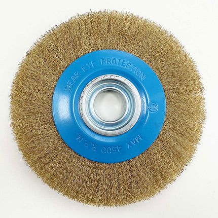 Wire Wheel 8 For Bench Grinder 32mm Hole With Bore Adaptors - Toolzone KDPPW009