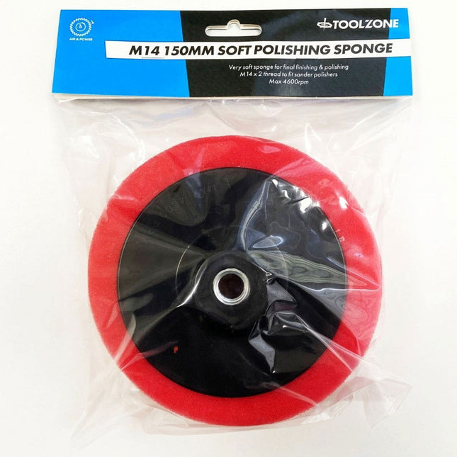 Polishing Sponge Soft 150 x 50mm M14 Thread - Toolzone KDPPW160