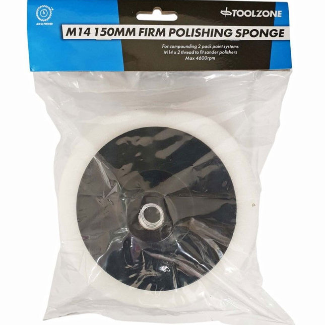 Polishing Sponge Firm 150 x 50mm M14 Thread - Toolzone KDPPW162