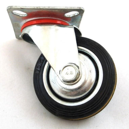 Castor Swivel 3 72mm Rubber Wheel Steel Plate 25kg - Toolzone KDPRM007
