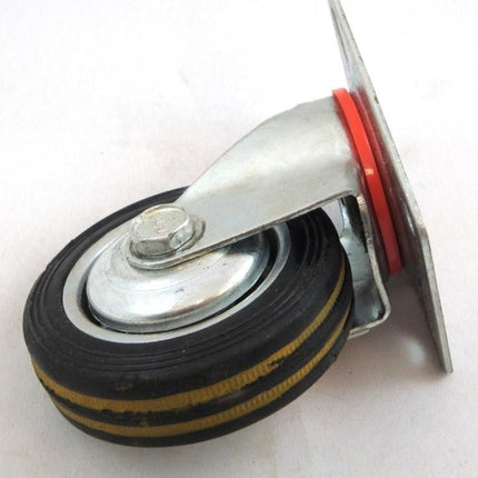 Castor Swivel 3 72mm Rubber Wheel Steel Plate 25kg - Toolzone KDPRM007