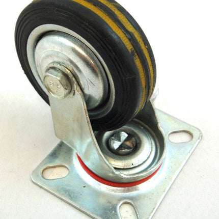 Castor Swivel 3 72mm Rubber Wheel Steel Plate 25kg - Toolzone KDPRM007