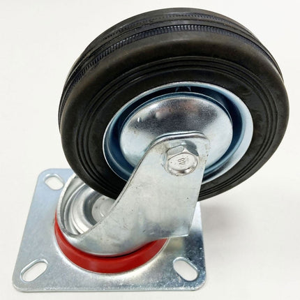 Castor Swivel 4 100mm Rubber Wheel Steel Plate 70kg - Toolzone KDPRM009