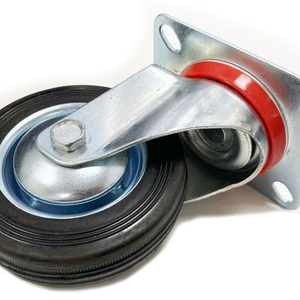 Castor Swivel 4 100mm Rubber Wheel Steel Plate 70kg - Toolzone KDPRM009
