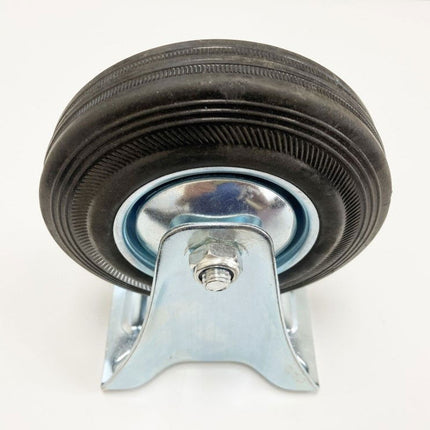 Castor Fixed 5 125mm Rubber Wheel Steel Plate 80kg - Toolzone KDPRM011