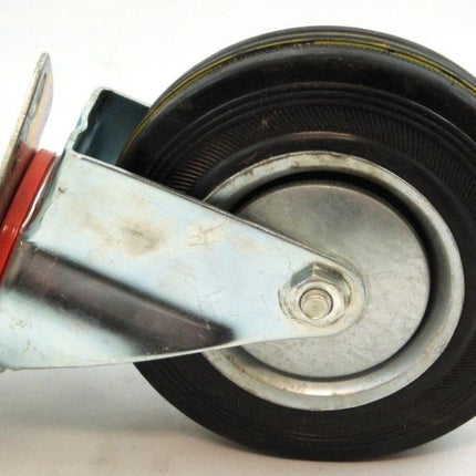 Castor Swivel 5 125mm Rubber Wheel Steel Plate 70kg - Toolzone KDPRM012
