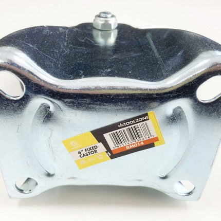 Castor Fixed 6 150mm Rubber Wheel Steel Plate 135kg - Toolzone KDPRM014