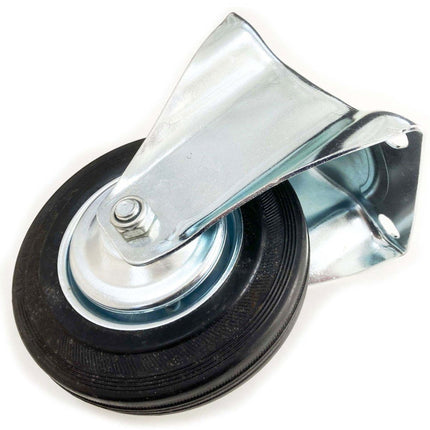 Castor Fixed 6 150mm Rubber Wheel Steel Plate 135kg - Toolzone KDPRM014