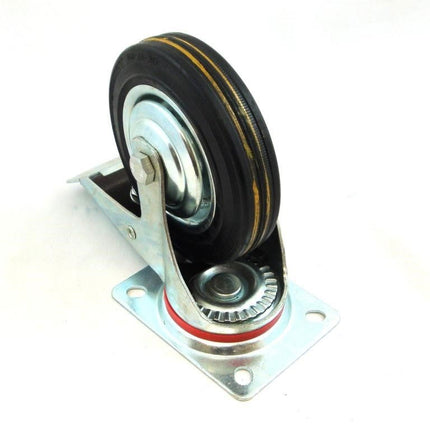 Castor Swivel With Brake 6 150mm Rubber Wheel Steel Plate 120kg - Toolzone KDPRM021