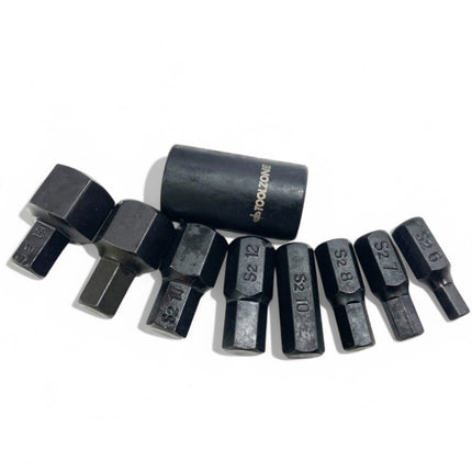 Impact Hex Bit Set 9PC H6-H19 1/2 Drive - Toolzone KDPSD066