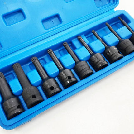 Impact Spline Bit Set 9PC M4-M16 1/2 Drive - Toolzone KDPSD070
