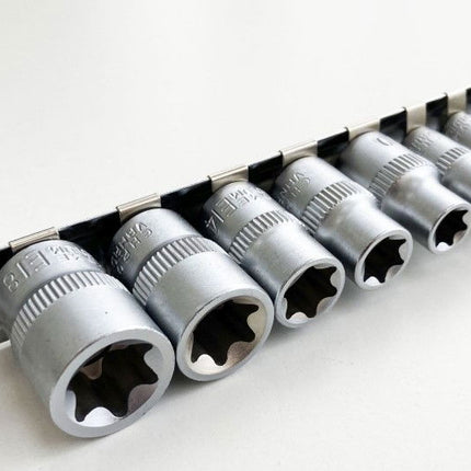 Female Star Socket Set 10PC 4-18mm On Rail - Toolzone KDPSD077