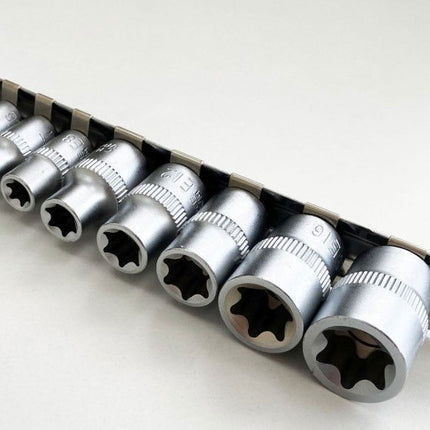 Female Star Socket Set 10PC 4-18mm On Rail - Toolzone KDPSD077