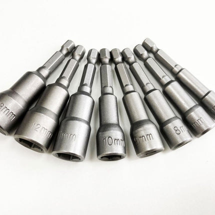Magnetic Nut Driver Set 8PC 1/4 Drive 6-13mm 65mm Length - Toolzone KDPSD083