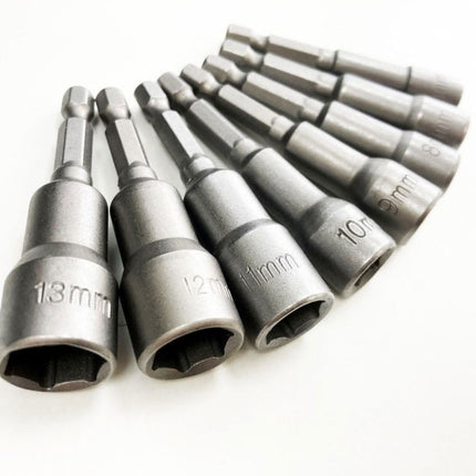 Magnetic Nut Driver Set 8PC 1/4 Drive 6-13mm 65mm Length - Toolzone KDPSD083