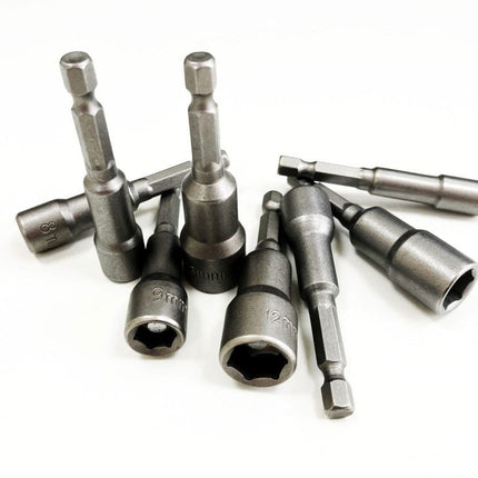 Magnetic Nut Driver Set 8PC 1/4 Drive 6-13mm 65mm Length - Toolzone KDPSD083
