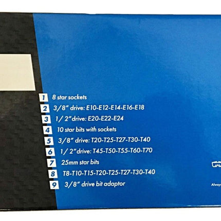 Star Bits And E Socket Set 27PC 3/8 1/2 - Toolzone KDPSD128