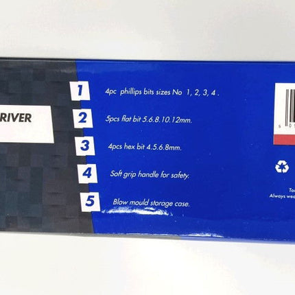 Impact Screwdriver Set With 13 Bits 1/2 Drive - Toolzone KDPSD173