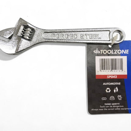 Adjustable Spanner 6 MAX Jaw 20mm Drop Forged Chrome Plated - Toolzone KDPSP042