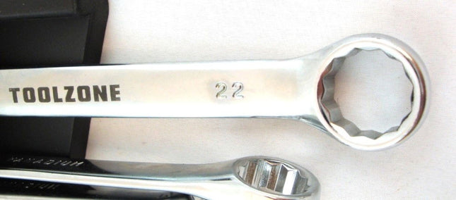 Combination Spanner Set 12PC 6 To 22mm Polished Chrome Vanadium - Toolzone KDPSP110