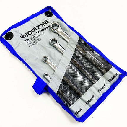 Double End Ring Spanner Set 4pc Star Chrome Vanadium Fully Polished - Toolzone KDPSP135