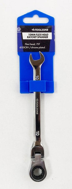 Flexi Ratchet Combination Spanner 10mm 72 Teeth Mirror Polished - Toolzone KDPSP136