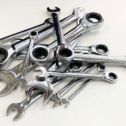 Ratchet Wrench Set 13pc 8-32mm 72 Teeth Chrome Vanadium Polished Finish - Toolzone KDPSP145