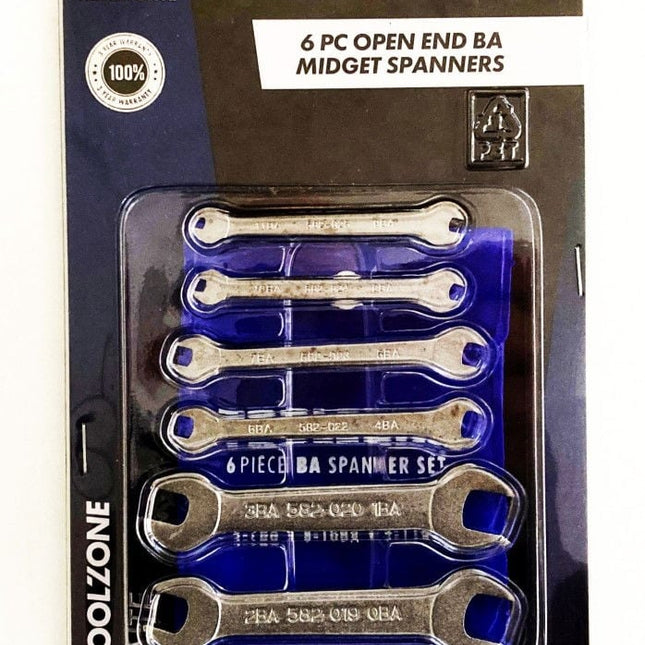 Open Ended Midget Spanner Set 6pc Ba Double Ended Satin Finish - Toolzone KDPSP146