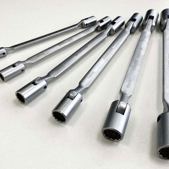Flexi Socket Wrench Set 6pc Double Ended 8-19mm Carbon Steel - Toolzone KDPSP156