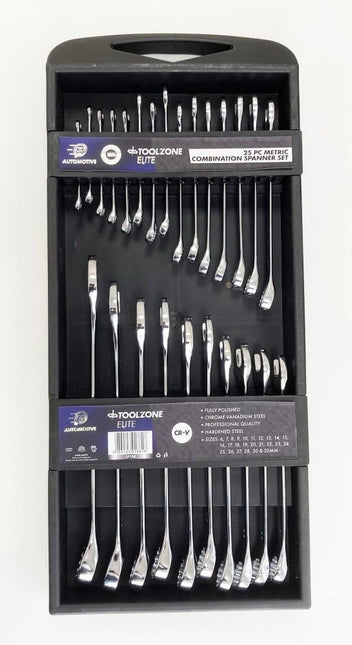 Combination Spanner Set 25pc 6-32mm Chrome Vanadium In Tray - Toolzone KDPSP158