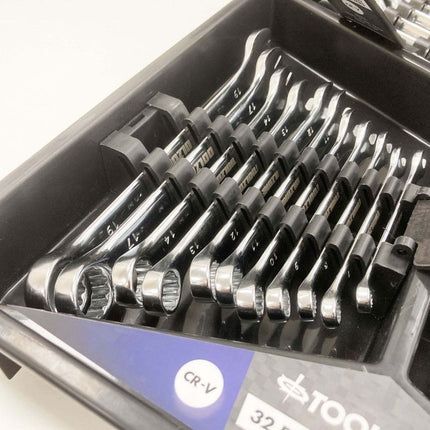 Spanner Set 32pc Metric/af Stubby And Combination Chrome Vanadium - Toolzone KDPSP173