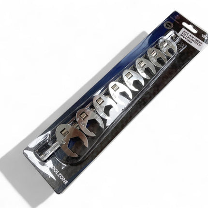 Crowsfoot Spanner Set 8pc Imperial 3/8-7/8 Chrome Vanadium On Rail - Toolzone KDPSP175