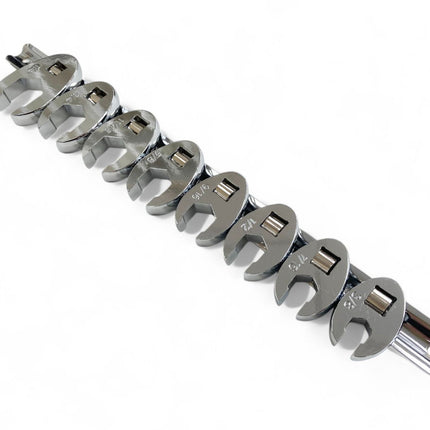 Crowsfoot Spanner Set 8pc Imperial 3/8-7/8 Chrome Vanadium On Rail - Toolzone KDPSP175