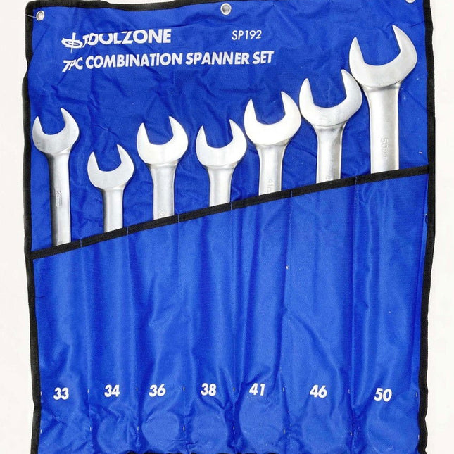 Combination Spanner Set 7pc 33-50mm 6150CRV Matt Finish - Toolzone KDPSP192