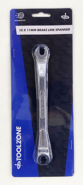Brake Line Spanner 10 x 11mm 180mm Offset Design - Toolzone KDPSP196