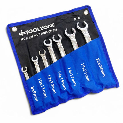 Flare Nut Wrench Set 7pc 8-24mm Drop Forged Mirror Polish - Toolzone KDPSP199